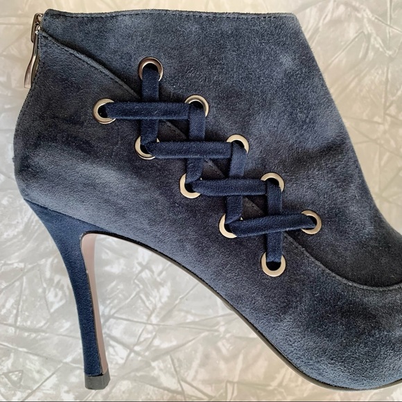 Charles & Keith Navy Suede Corset Booties 36 - Picture 7 of 11